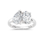 14K White Gold Lab Grown Diamond  3 Ct.Tw. Pear and Oval Two Stone Ring