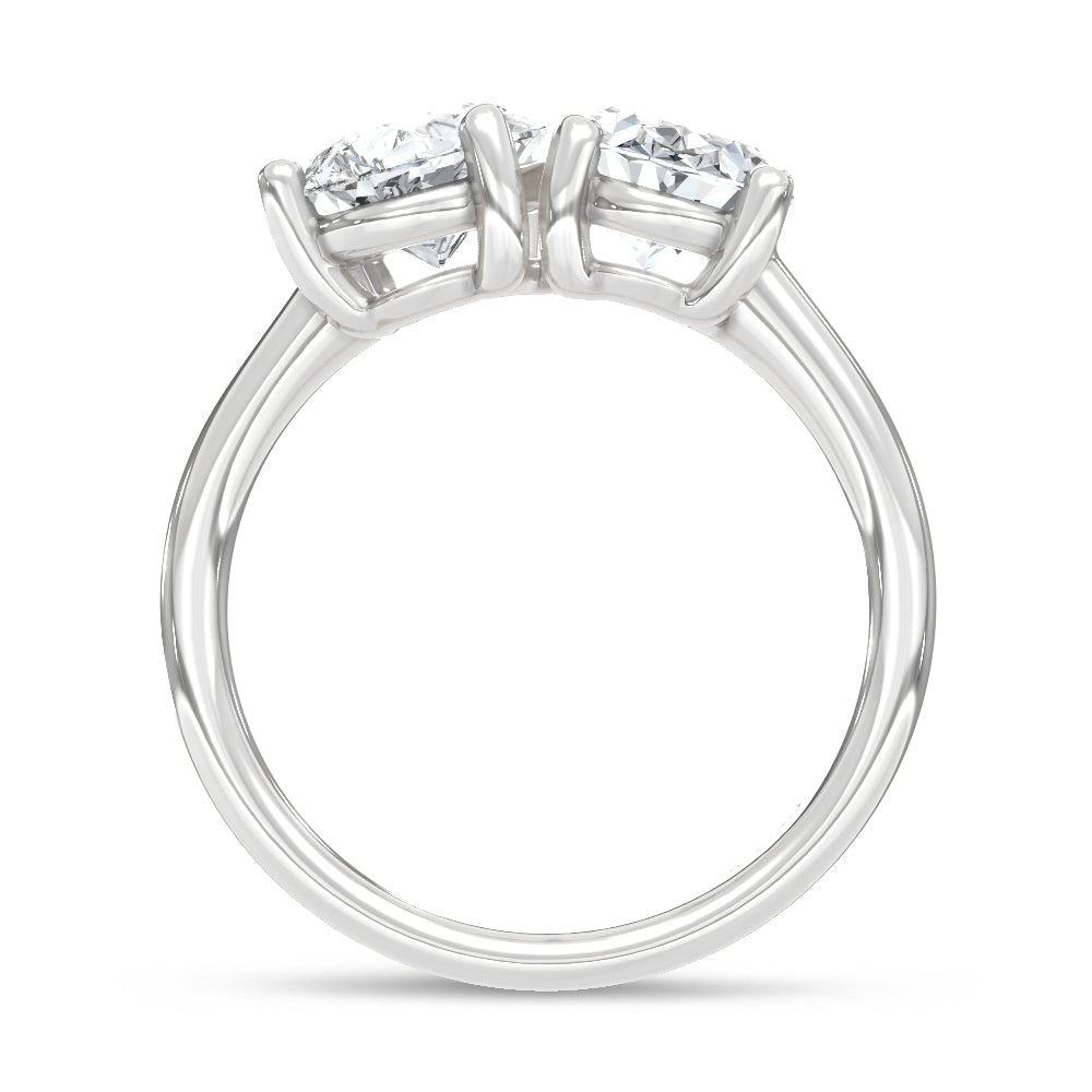 14K White Gold Lab Grown Diamond  3 Ct.Tw. Pear and Oval Two Stone Ring