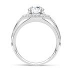 14K White Gold Lab Grown Diamond 3 Ct.Tw. Round and Straight Baguette Mens Fashion Ring (IGI Certified Center 2ct)