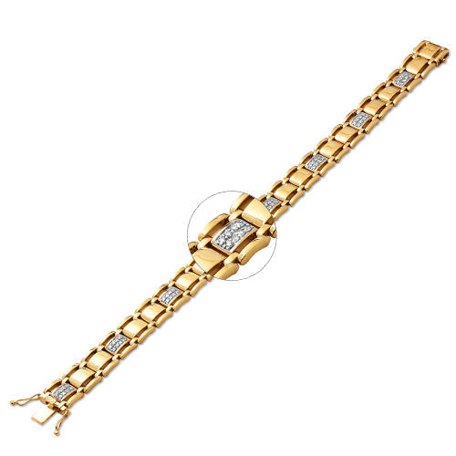 10KY 1.00CTW DIAMOND MENS BRACELET 8"
