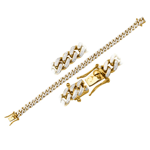 14KY 3.50CTW DIAMOND MIAMI CUBAN LINK BRACELET - 8