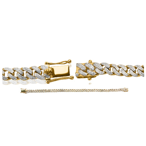 14KY 1.50CTW DIAMOND MIAMI CUBAN LINK BRACELET - 6