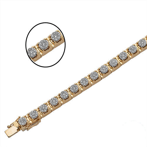 10KY 3.25CTW DIAMOND PYRAMID SETTING ROUND CLUSTER