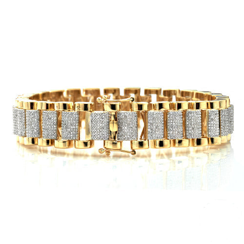 10KY 4.10CTW MICROPAVE DIAMOND ROLEX LINK MENS
