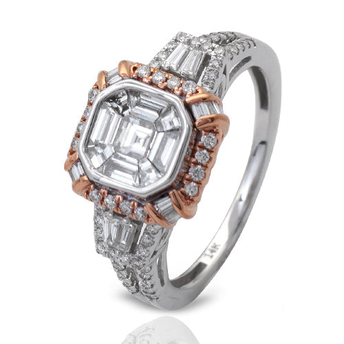 14KW+R 1.15CTW BAGUETTE DIAMOND RING - BEZEL SET