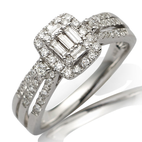 14KW 0.60CTW BAGUETTE DIAMOND RECTANGLE HEAD RING