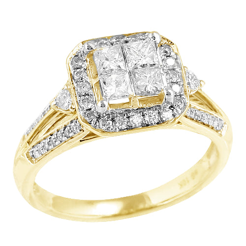 10KY 1.00CTW DIAMOND QUAD HEAD RING