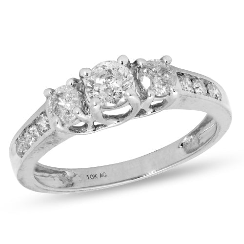 14KW 1.00CTW DIAMOND 3-STONE RING