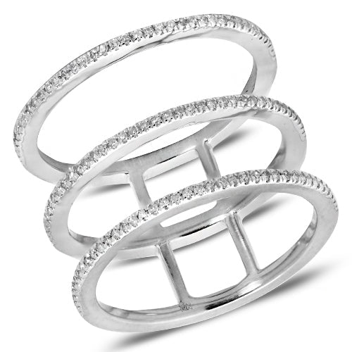 14KW 0.30CTW DIAMOND FANCY 3-ROW RING