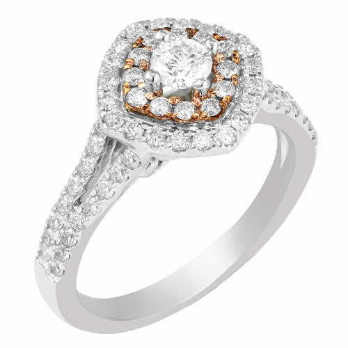 14KW+R 1.00CTW DIAMOND RING WITH PINK BASKET [0.24