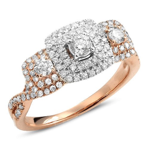 14KR+W 1.00CTW DIAMOND TWO TONE 3-STONE RING