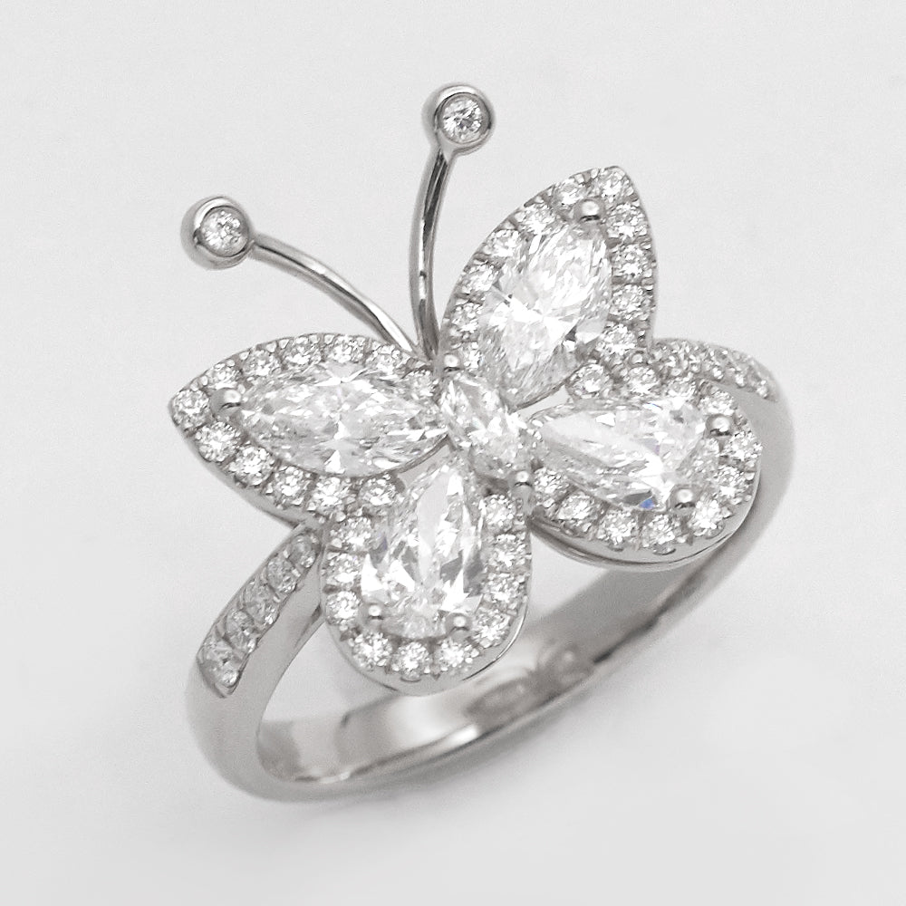 14KW 1.75CTW MARQUISE AND PEAR DIAMOND BUTTERFLY