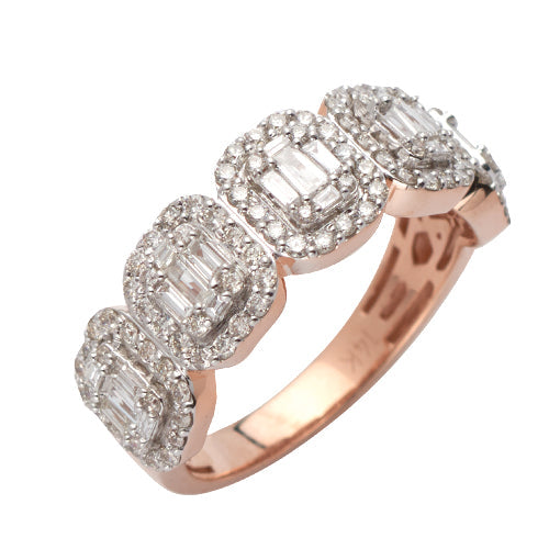 14KR 1.10CTW DIAMOND 5-STONE BAGUETTE CLUSTER RING