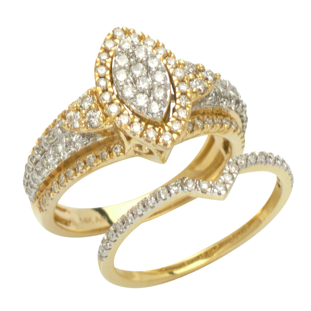 14KY 1.25CTW DIAMOND MARQUISE HEAD BRIDAL SET