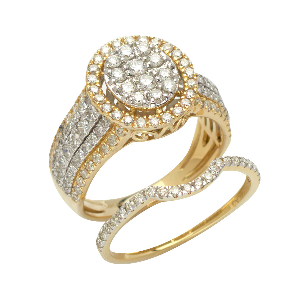 14KY 1.60CTW DIAMOND OVAL BRIDAL SET