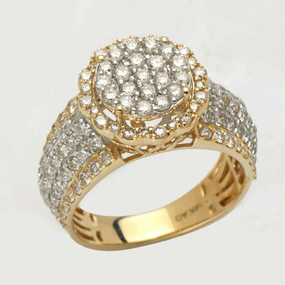 14KY 1.90CTW DIAMOND ROUND CLUSTER RING