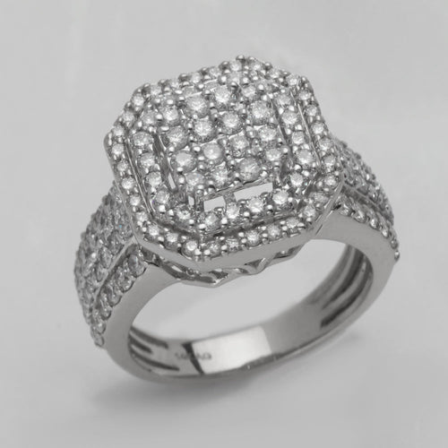 14KW 1.75CTW DIAMOND SQUARE CLUSTER RING