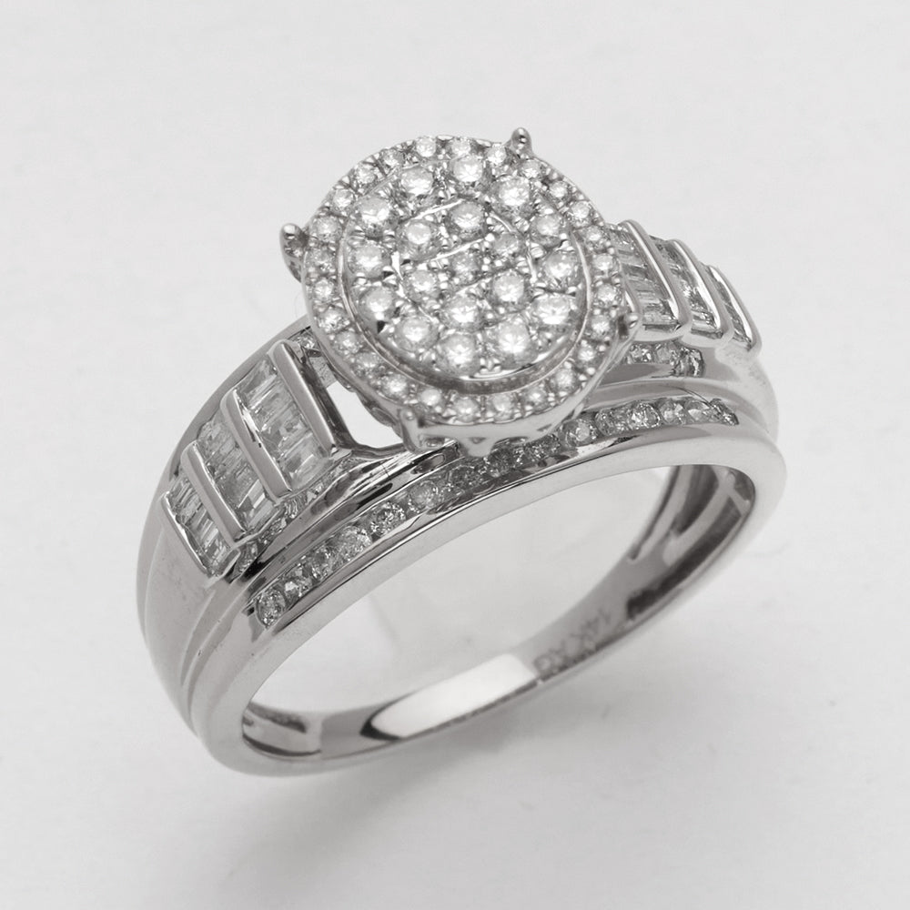 14KW 0.75CTW DIAMOND OVAL CLUSTER RING