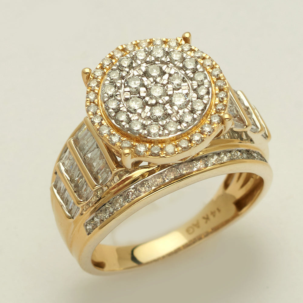 14KY 1.40CTW DIAMOND ROUND CLUSTER RING