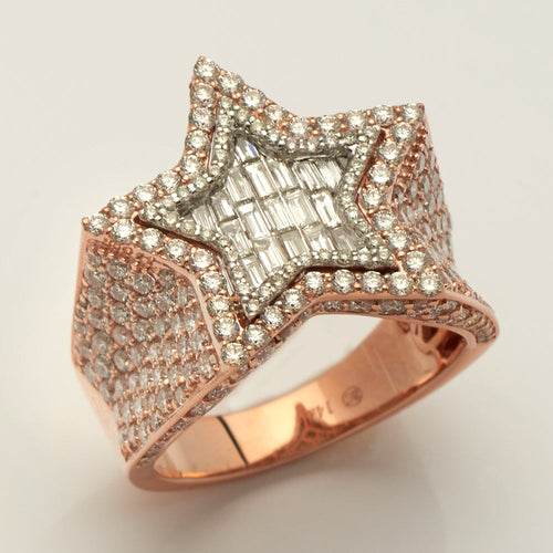 14KR+W 2.90CTW BAGUETTE DIAMOND STAR RING