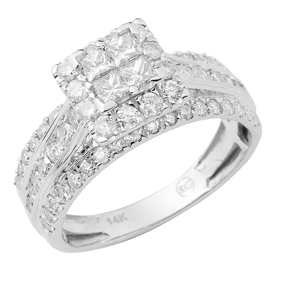 14KW 1.50CTW PC DIAMOND QUAD HEAD RING WITH SQUARE