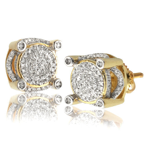 10KY 0.50CTW MICROPAVE DIAMOND 3-D DISC EARRINGS