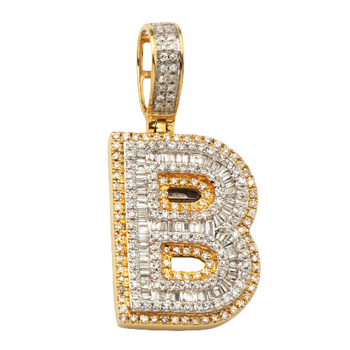 14KY 0.75 CTW DIAMOND INITIAL PENDANT "B"