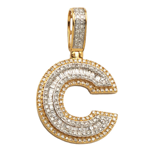 14KY 0.65 CTW DIAMOND INITIAL PENDANT "C"