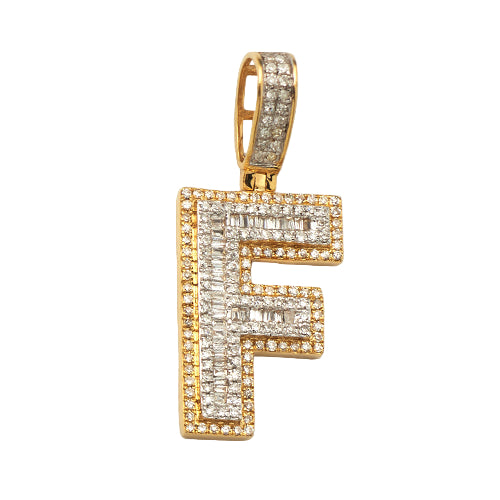 14KY 0.65 CTW DIAMOND INITIAL PENDANT "F"