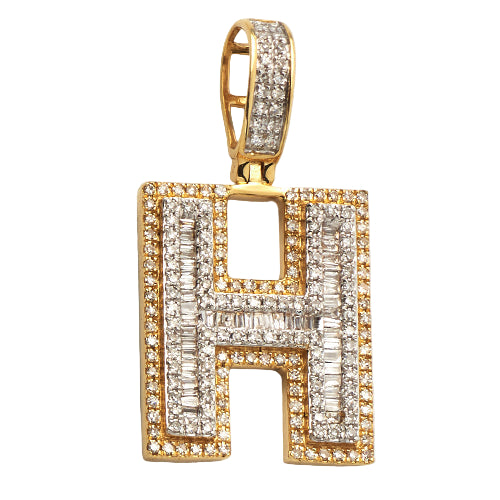 14KY 0.75 CTW DIAMOND INITIAL PENDANT "H"