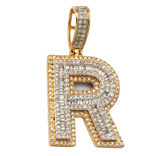 14KY 0.85 CTW DIAMOND INITIAL PENDANT "R"