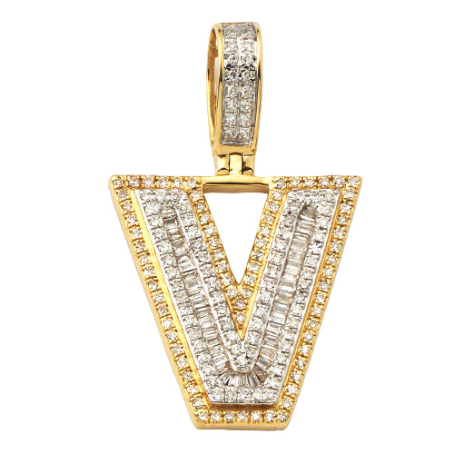 14KY 0.60 CTW DIAMOND INITIAL PENDANT "V"