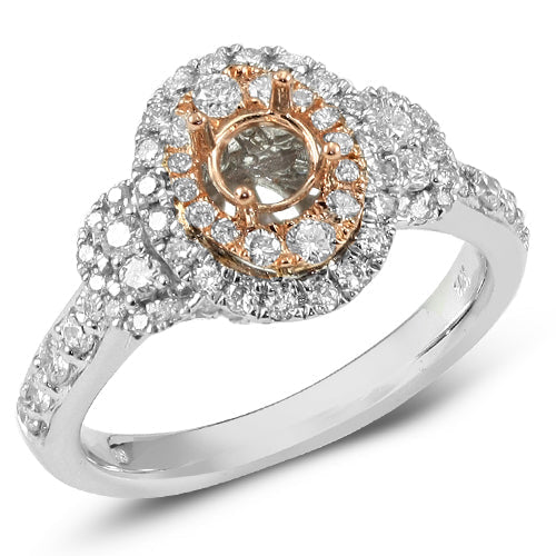 14KW+R 1.00CTW DIAMOND SEMI MOUNT RING