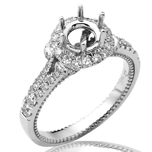14KW 0.65CTW DIAMOND SEMI MOUNT RING W/ ROUND HALO