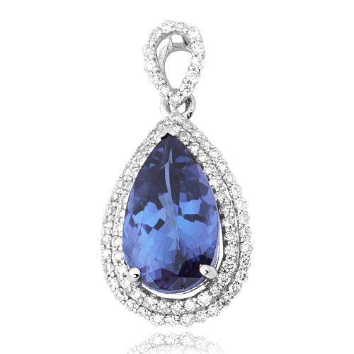 14KW 0.35CTW DIAMOND PENDANT WITH 2.80CT MARQUISE