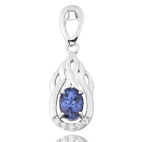 14KW 0.10CTW DIAMOND PENDANT WITH 1.50CT OVAL TANZ